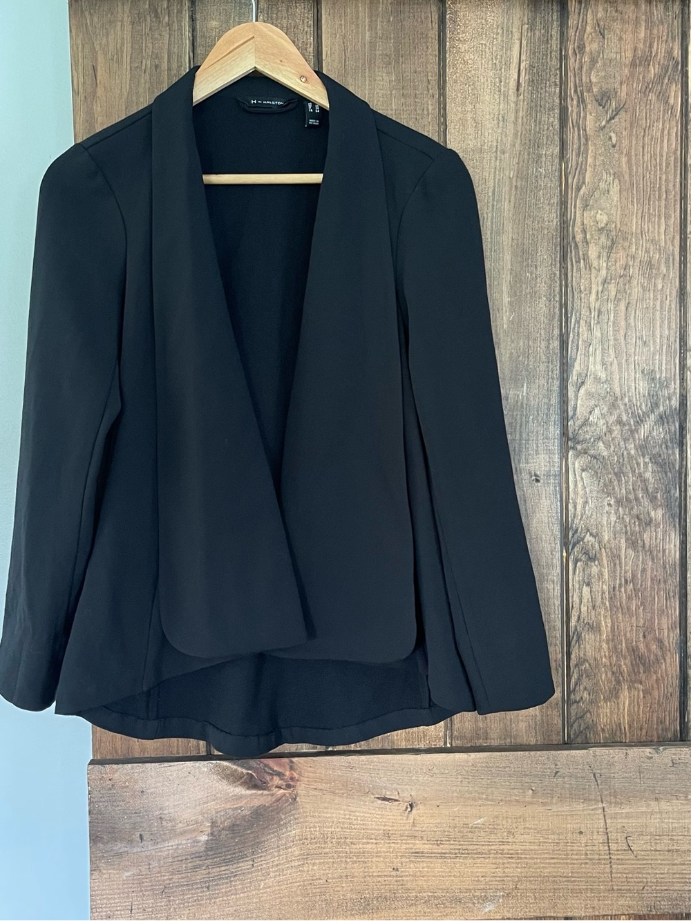 H by Halston Black Drape Front Open Blazer Jacket 0 XS Classic Sophisticated